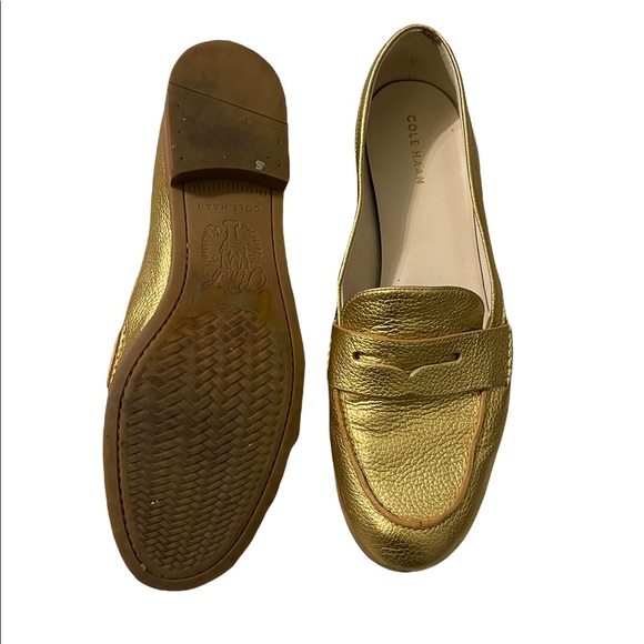 Cole Haan Gold Penny Loafers - Picture 2 of 4